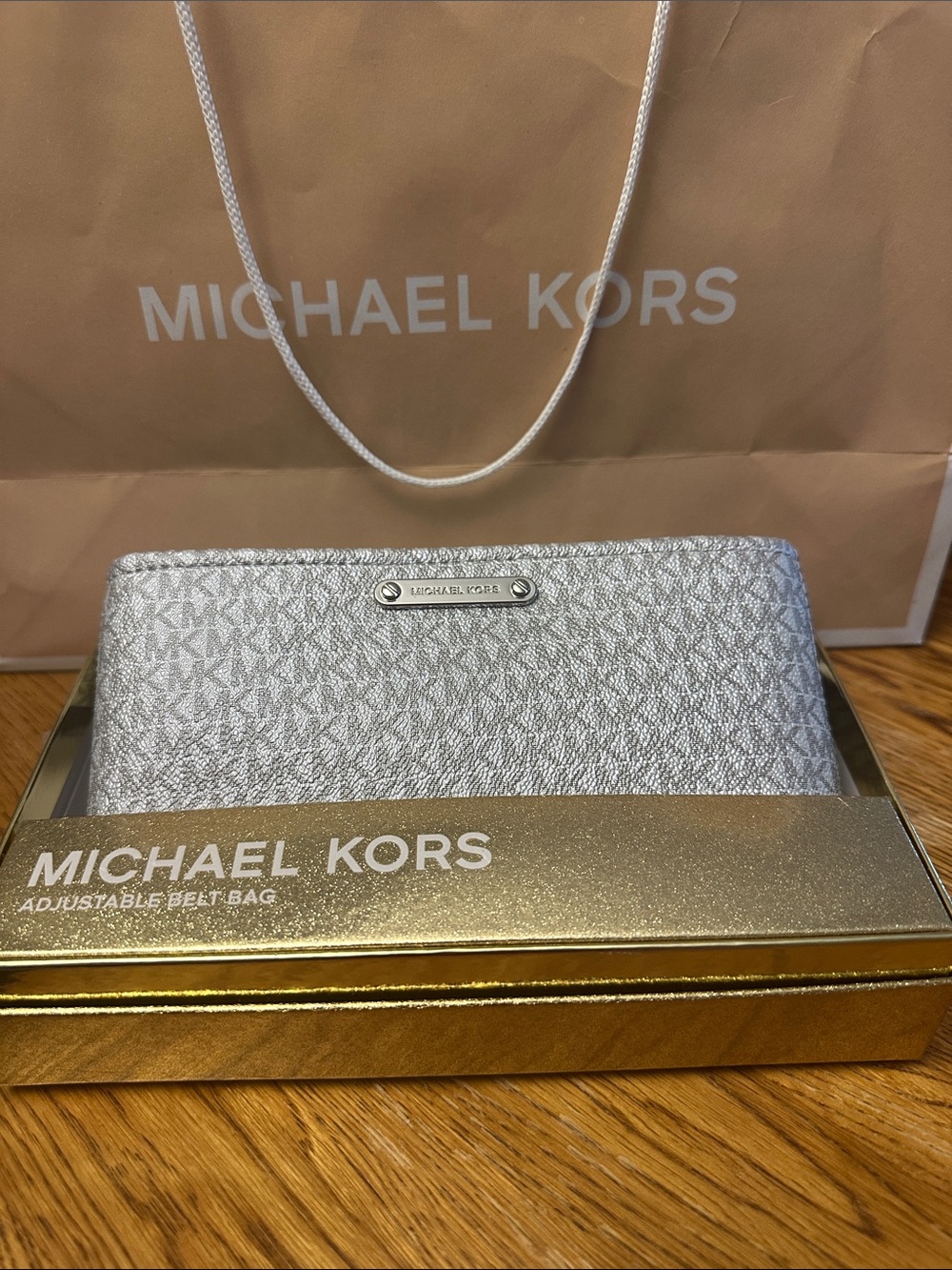 Michael Kors Metallic Silver Signature Belt Bag
